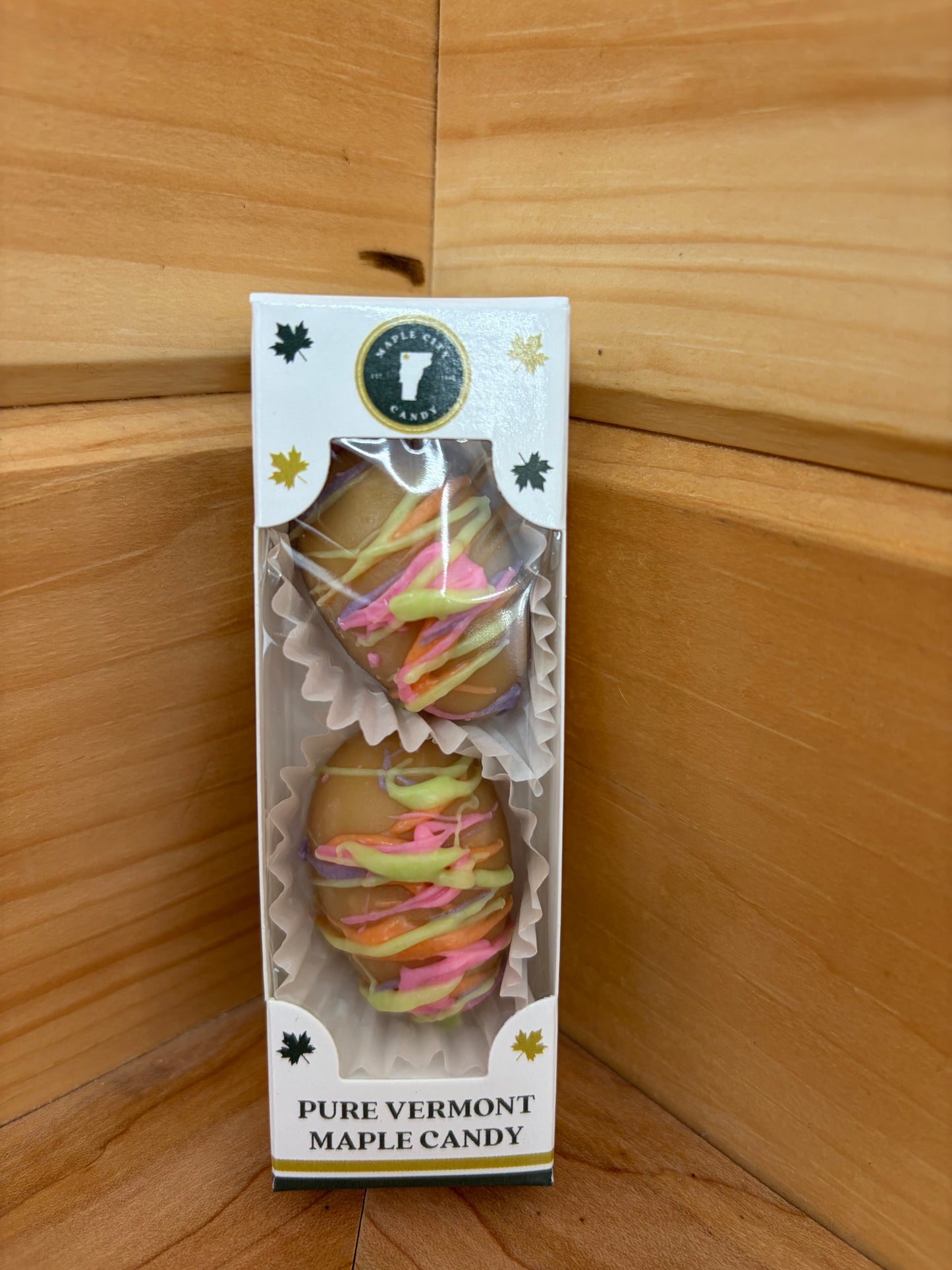 Pure Vermont Maple Candy- 2 Piece Chocolate Striped Easter Eggs